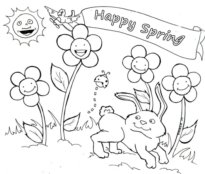 Spring coloring pages for kids