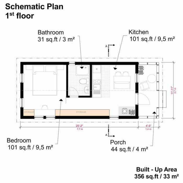 One bedroom house plan design