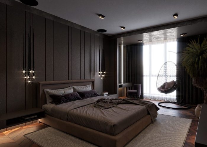 Bedroom design dark furniture