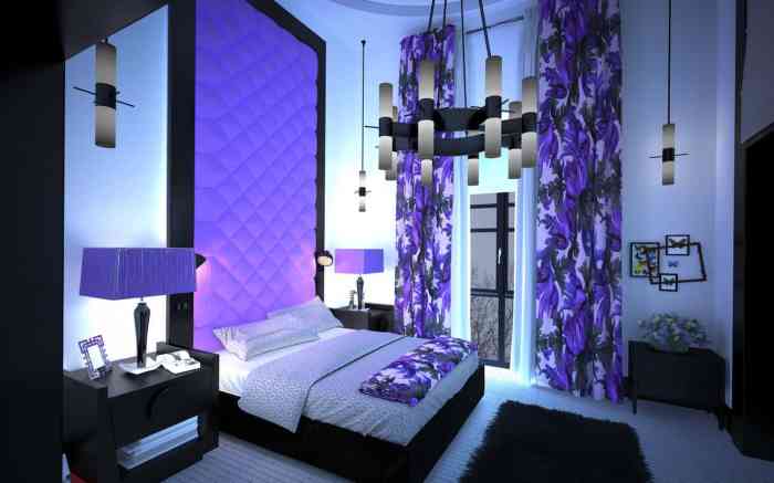 Purple interior design bedroom